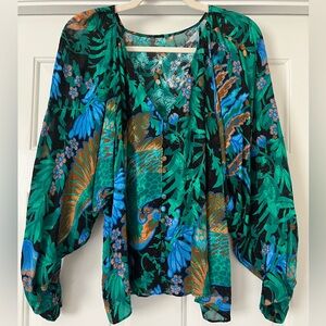 Sézane Erica Blouse, Tropico Print, size 6 FR 38